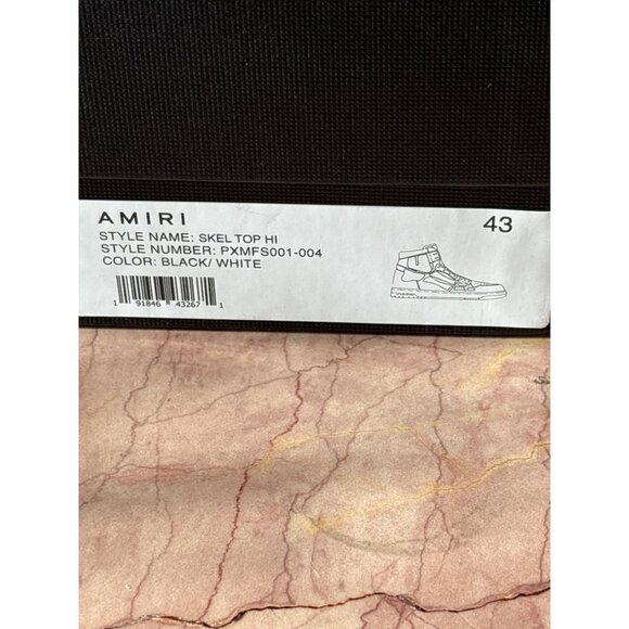 Amiri Skel Hi Top Sneakers in Black & White New with Box Mens Athletic Shoes - Picture 13 of 16